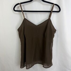 Express Chocolate Brown V Neck Camisole‎ Size 11 12 Adjustable Straps Festival